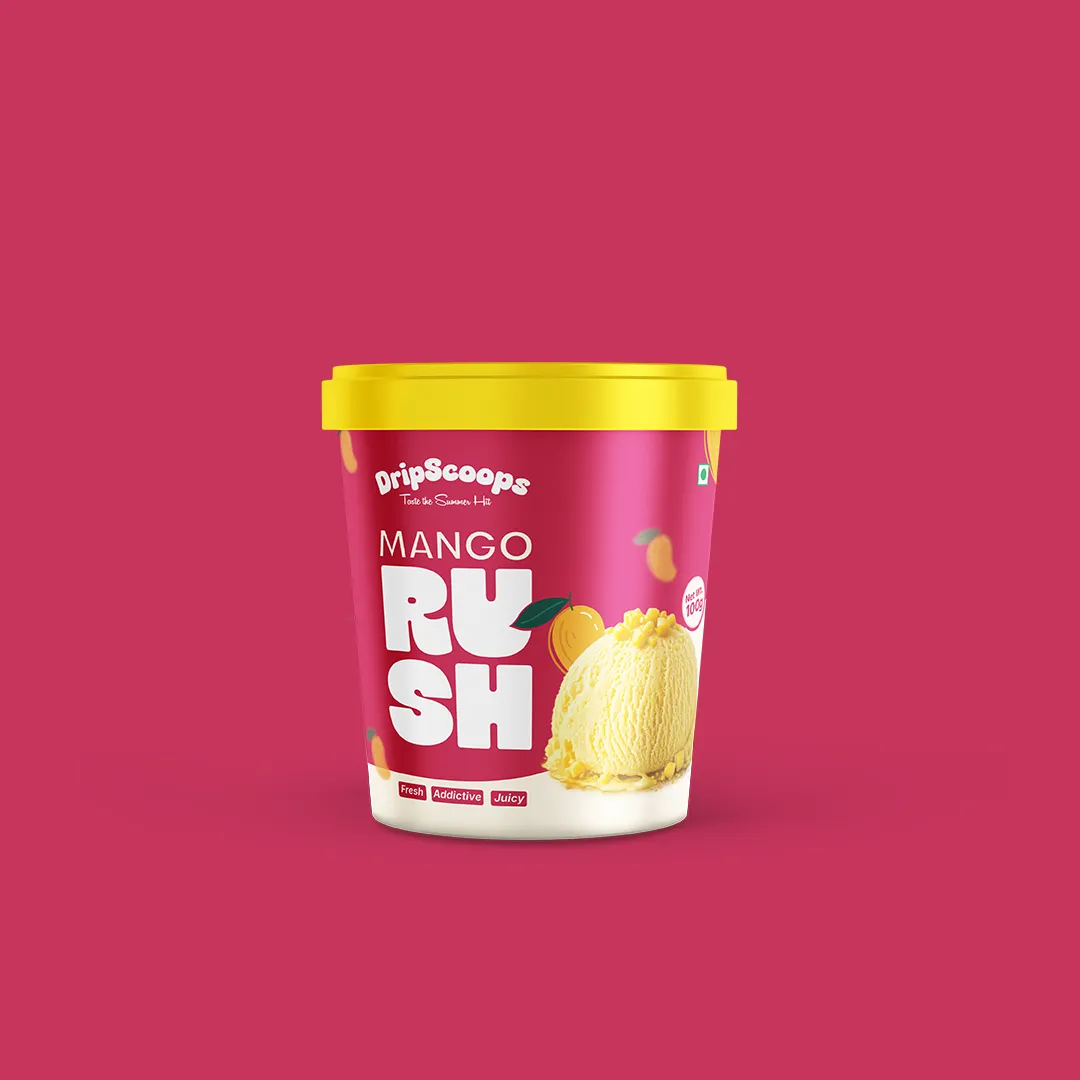 DripScoops Classic Orange flavour packaging design
