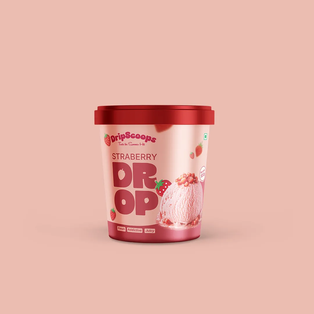 DripScoops Berry Bomb flavour packaging design