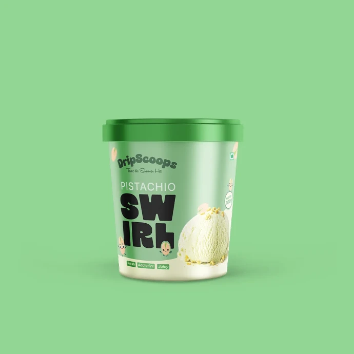 DripScoops Pista Rush flavour packaging design